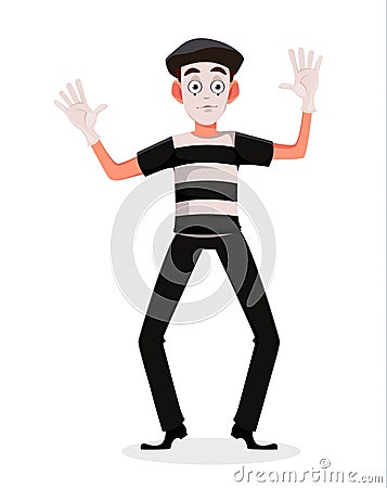 April Fool`s Day. Mime cartoon character Vector Illustration