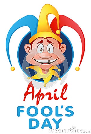 April fools day with funny jester Vector Illustration