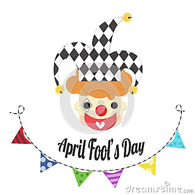 April fools day with joker head Vector Illustration