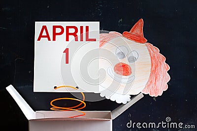 April fools day symbol concept with clown Stock Photo