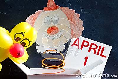 April fools day symbol concept with clown Stock Photo