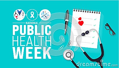 April is National Public Health Week background template. Holiday concept. use to background, banner, Vector Illustration