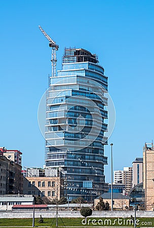 04 April 2017, Nobel Avenue, Baku, Azerbaijan. Construction residential complex of buildings Editorial Stock Photo