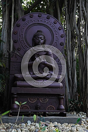 statue of budha Buddhist Monuments at Sanchi ,Saachi Stoop Editorial Stock Photo