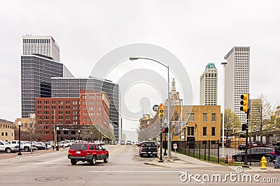 April 2015 - Stormy weather over Tulsa oklahoma Skyline Editorial Stock Photo