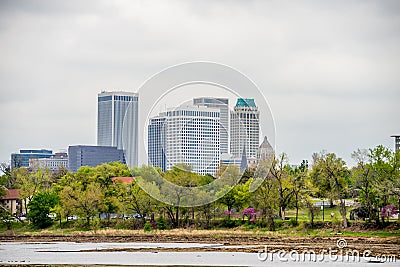 April 2015 - Stormy weather over Tulsa oklahoma Skyline Editorial Stock Photo
