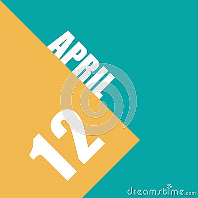 april 12th. Day 12 of month,illustration of date inscription on orange and blue background spring month, day of the year Cartoon Illustration