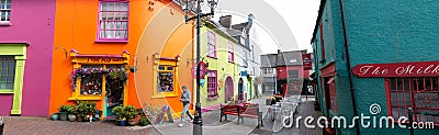 Colorful houses in Newman`s Mall and Market street in Kinsale Editorial Stock Photo