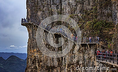 Pedestrian walkway on the cliff Editorial Stock Photo