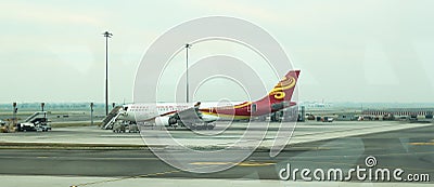 Apron inside of Suvarnabhumi Airport. Suvarnabhumi Airport is one of two international airports serving Bangkok Editorial Stock Photo