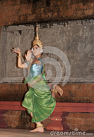 Siem Reap, Cambodia, Apsara dancer in traditional costume Editorial Stock Photo