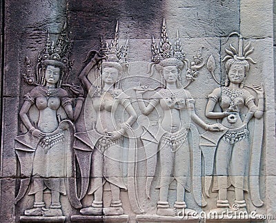 Apsara Dancers of Angkor Wat Stock Photo