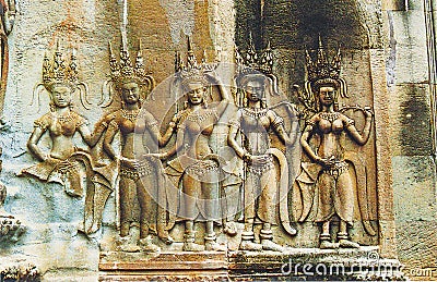 Apsara Statue Angkor Wat Temple in Siem Reap Cambodia Editorial Stock Photo