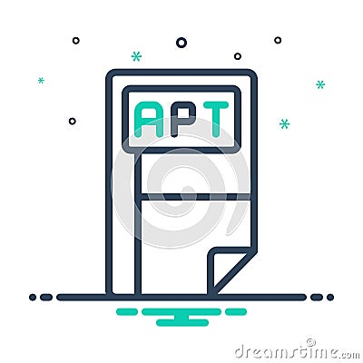 Mix icon for Apt, alphabet and brand Vector Illustration