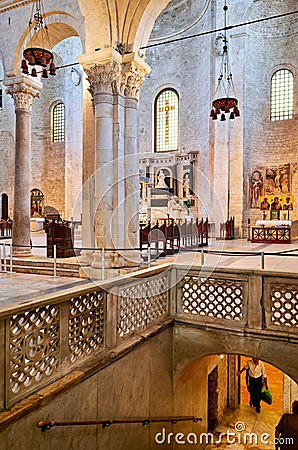 Apulia Puglia Italy. Bari. The Pontifical Basilica of Saint Nicholas Editorial Stock Photo