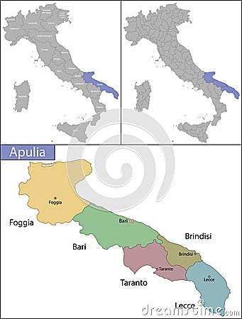 Illustration of Apulia is a region in Southern Italy Vector Illustration