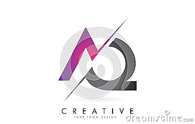 AQ A QLetter Logo with Colorblock Design and Creative Cut Vector Illustration