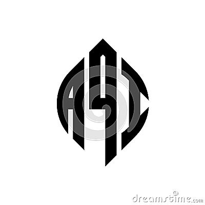 AQI circle letter logo design with circle and ellipse shape. AQI ellipse letters with typographic style. The three initials form a Vector Illustration