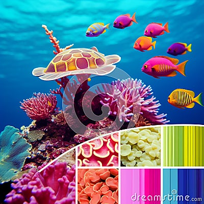 Aqua Adventure: Underwater World Moodboard Stock Photo