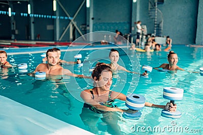 Aqua aerobics, healthy lifestyle, water sport Stock Photo