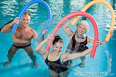 Aqua aerobics with seniors Stock Photo