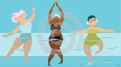 Aqua aerobics for seniors Vector Illustration