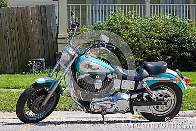 Aqua Blue Harley-Davidson Motorcycle Editorial Stock Photo