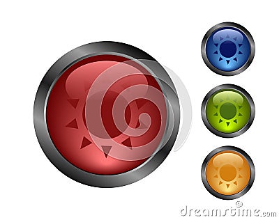 Aqua button-sun Vector Illustration