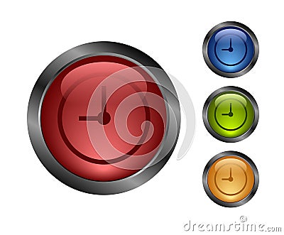 Aqua button-time Vector Illustration