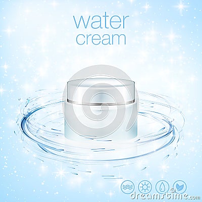 Aqua cream cosmetic product ads, hydrating facial skincare mock up template for christmas seasonal sale. Turquoise mask Vector Illustration