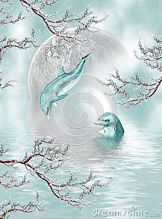 Aqua Dolphin Dreams Stock Photo