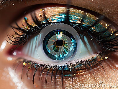 Aqua Eye with Disco Lights - AI Generated Stock Photo