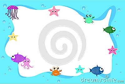 Aqua life frame background Vector Illustration