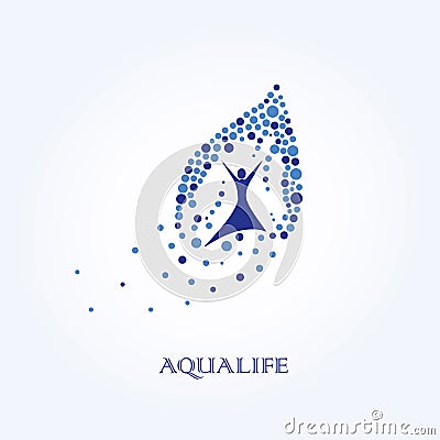 Aqua Life, Water Logo, Healthy Lifestyle Logo. Vector Illustration
