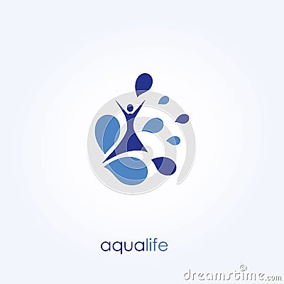 Aqua Life, Water Logo, Healthy Lifestyle. Vector Illustration Vector Illustration