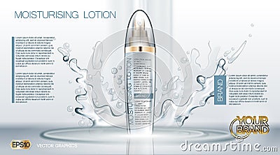 Aqua Moisturizing Lotion cosmetic ads Vector Illustration