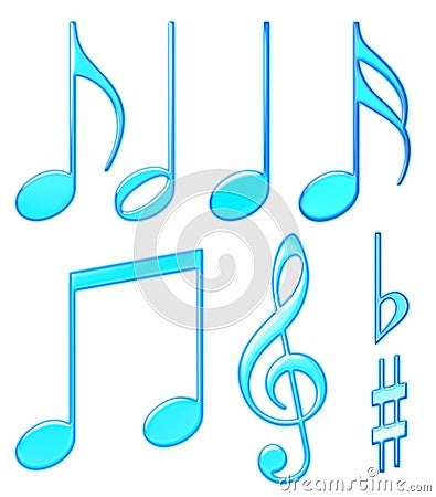 Aqua musical symbols Stock Photo