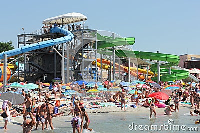 Aqua park on the beach Editorial Stock Photo