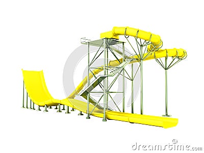 Aqua park water carousel yellow 3d render on white background no Stock Photo