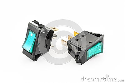 Aqua Rocker Switches with Light Stock Photo
