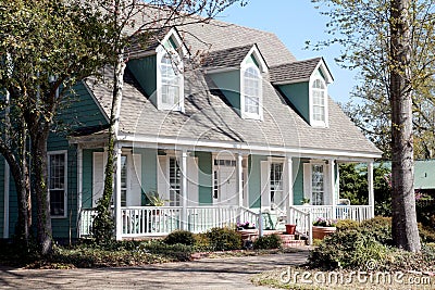 Aqua Victorian Style Home Stock Photo