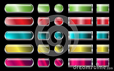 Aqua Web buttons set Vector Illustration