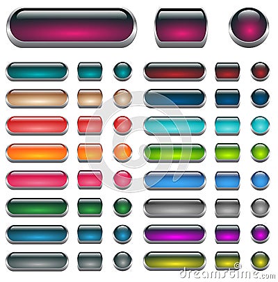 Aqua Web buttons set Vector Illustration