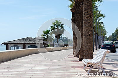 AQUADULCE, SPAIN - 29 MARCH 2023 Coastline in a Spanish town located in the Costa de Almeria, in the province of Almeria Editorial Stock Photo