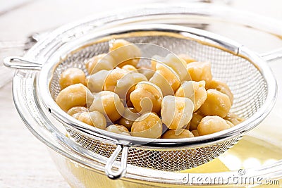 Aquafaba is the liquid for cooking chickpeas. Vegan or vegetarian ingredient used as a homemade alternative to egg whites in many Stock Photo