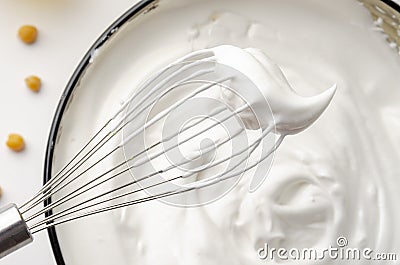Aquafaba made of chickpea. Replace egg in baking for vegan recipe Stock Photo