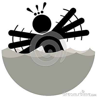 Aquafobia. Hydrophobia. Phobia. Vector Illustration of a man suffering from the fear of water. Man waving His Arms. Vector Illustration