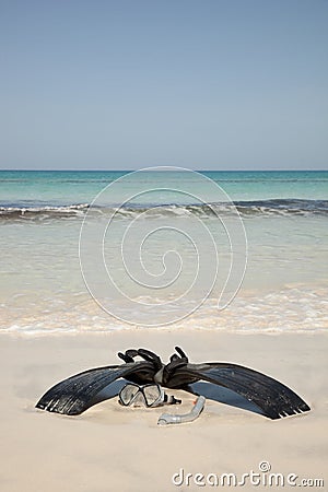 Aqualung on the beach Stock Photo