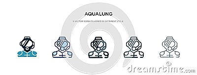 Aqualung icon in different style vector illustration. two colored and black aqualung vector icons designed in filled, outline, Vector Illustration