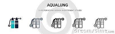 Aqualung icon in filled, thin line, outline and stroke style. Vector illustration of two colored and black aqualung vector icons Vector Illustration